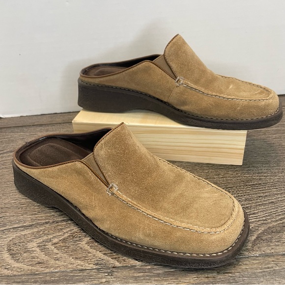 Bass Shoes - Bass Tan and Brown Tiona slip on Loafers. Mules. Suede. 8M. Pre-owned.